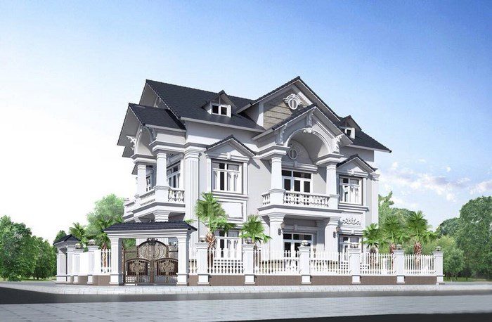 thiet ke biet thu 2 tang co dien