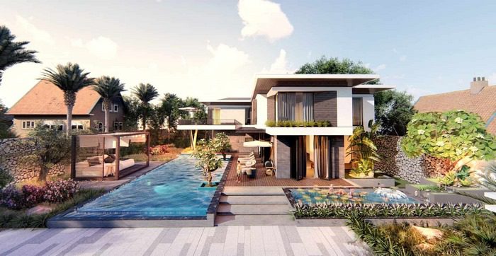 Điểm danh 19 Mẫu Thiết Kế Biệt Thự Hiện Đại Có Bể Bơi Đẹp 3 mau ho boi san vuon