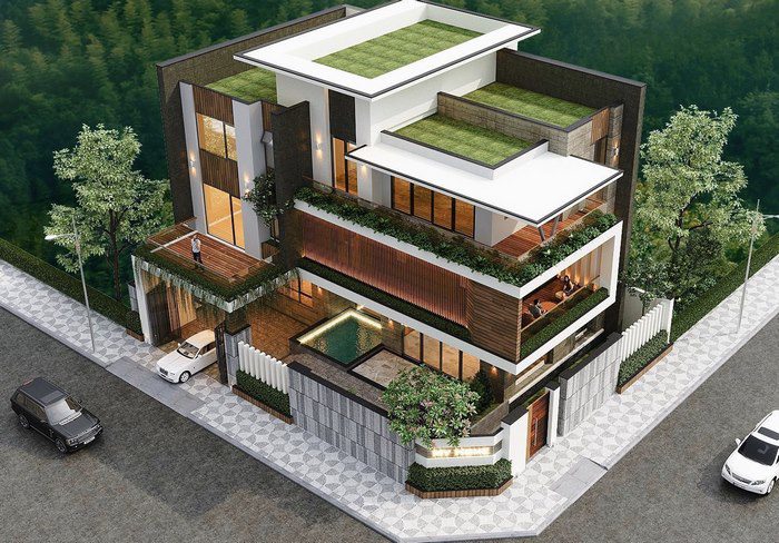 Thiết kế nhà biệt thự 3 tầng hiện đại tăng không gian sống 3 Biệt thự hiện đại 3 tầng mái bằng