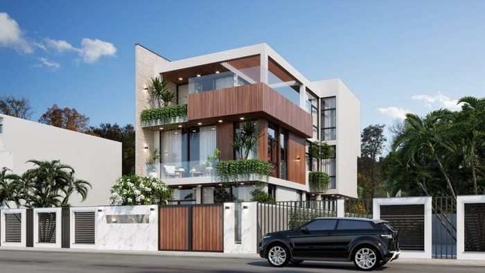 Thiết kế nhà biệt thự 3 tầng hiện đại tăng không gian sống 20 Nhà vuông 3 tầng hiện đại mái bằng