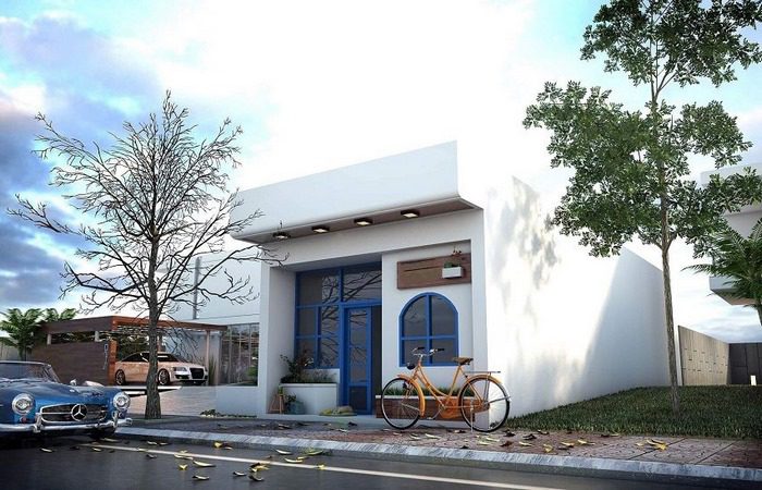 Nhà 1 tầng 2 phòng ngủ mái bằng cho đất hẹp