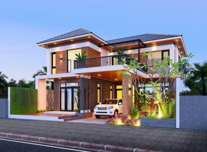 Mẫu Nhà 2 Tầng Mặt Tiền 8m Hiện Đại | Biệt Thự Tiện Nghi 15 4 phòng ngủ được phân chia hợp lý từ tầng 1 đến tầng 2