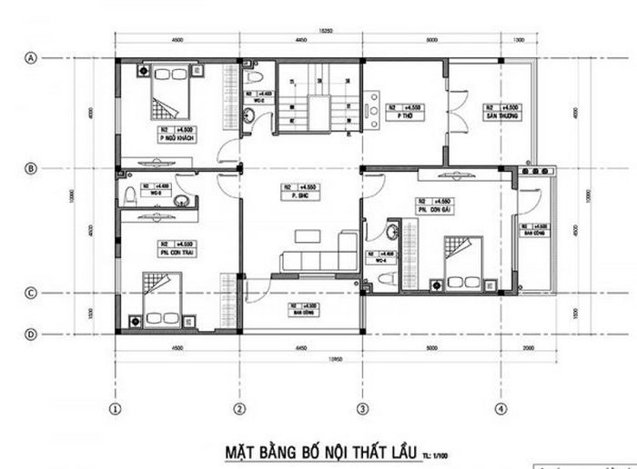 Mẫu Nhà 2 Tầng Mặt Tiền 8m Hiện Đại | Biệt Thự Tiện Nghi 17 Mặt bằng lầu 1