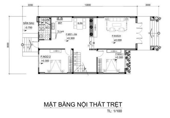 Mẫu Nhà 2 Tầng Mặt Tiền 8m Hiện Đại | Biệt Thự Tiện Nghi 19 Bản vẽ nhà 2 tầng 8m mặt tiền 3 phòng ngủ tầng trệt