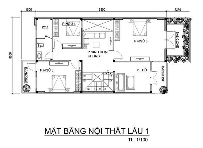 Mẫu Nhà 2 Tầng Mặt Tiền 8m Hiện Đại | Biệt Thự Tiện Nghi 20 Bản vẽ nhà 2 tầng 8m mặt tiền 3 phòng ngủ lầu 1