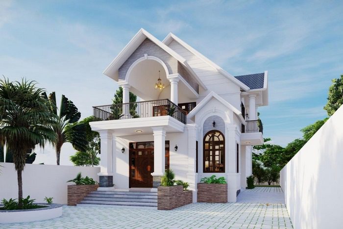 Mẫu Nhà 2 Tầng Mặt Tiền 8m Hiện Đại | Biệt Thự Tiện Nghi 8 mặt tiền 8m nhà 2 tầng trông nổi bật và bề thế