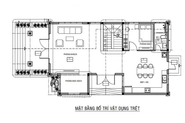 Mẫu Nhà 2 Tầng Mặt Tiền 8m Hiện Đại | Biệt Thự Tiện Nghi 9 Mặt bằng công năng tầng 1