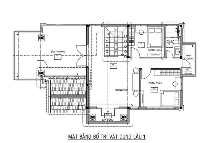 Mẫu Nhà 2 Tầng Mặt Tiền 8m Hiện Đại | Biệt Thự Tiện Nghi 10 Mặt bằng công năng tầng 2