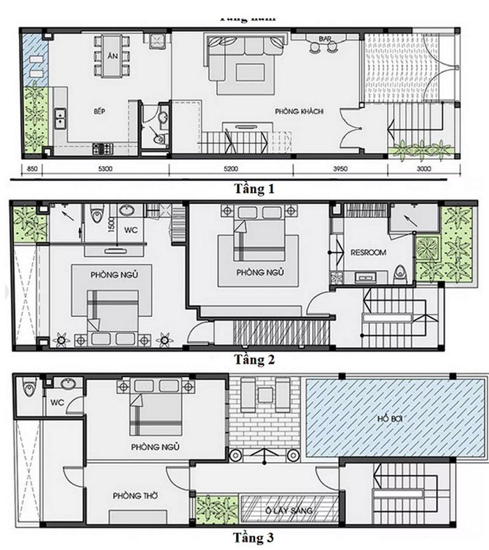 21+ biệt thự 3 tầng hiện đại 120m2 có kiến trúc siêu đẹp 5 Bản vẽ mặt bằng biệt thự 3 tầng hiện đại 120m2
