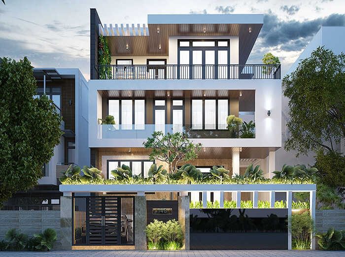 21+ biệt thự 3 tầng hiện đại 120m2 có kiến trúc siêu đẹp 10 Biệt thự hiện đại 120m2 qua lớp cửa kính cường lực kết nối trọn vẹn không gian trong và ngoài