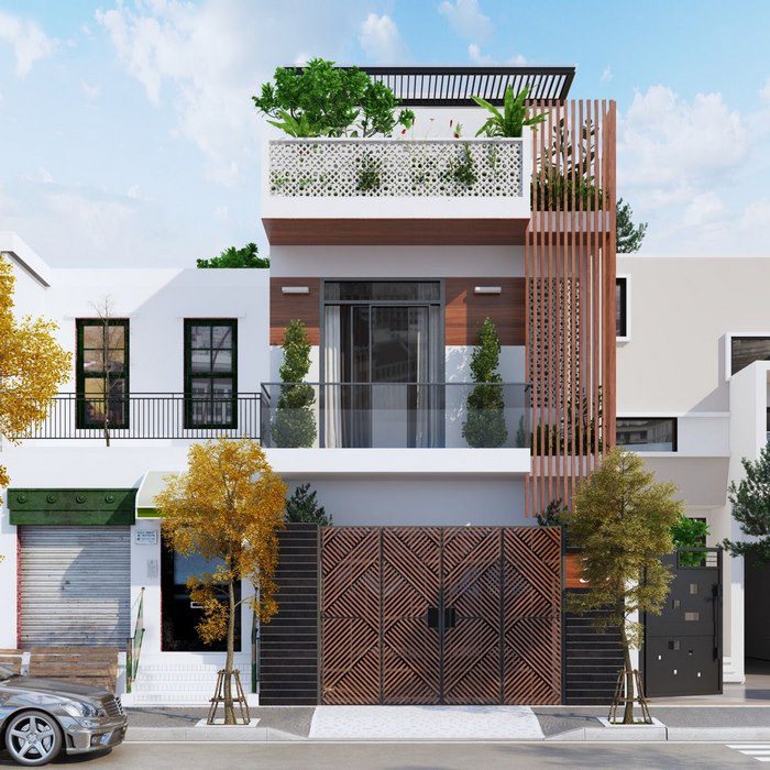 21+ biệt thự 3 tầng hiện đại 120m2 có kiến trúc siêu đẹp 11 Mẫu thiết kế nhà mặt phố có cấu trúc 3 tầng vô cùng hiện đại