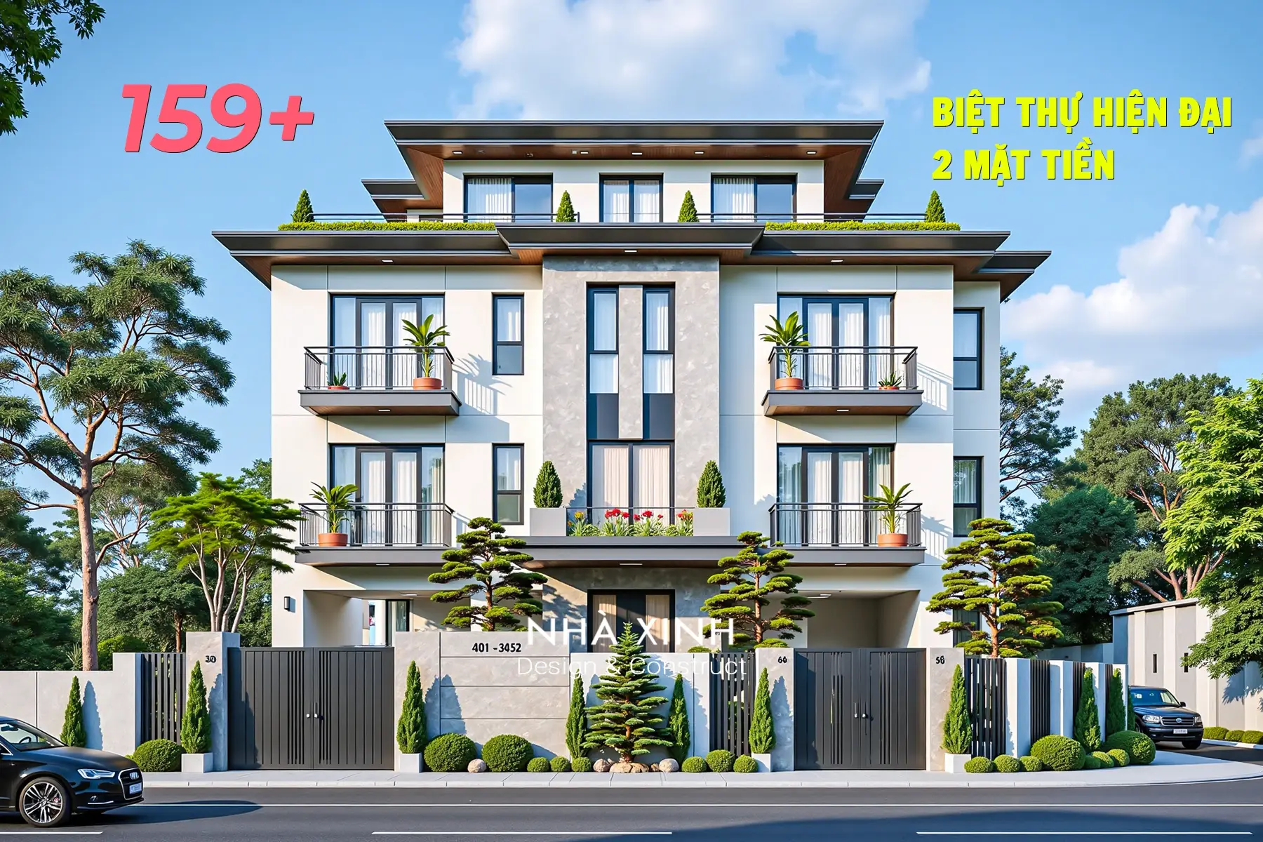 thiết kế biệt thự hiện đại 2 mặt tiền