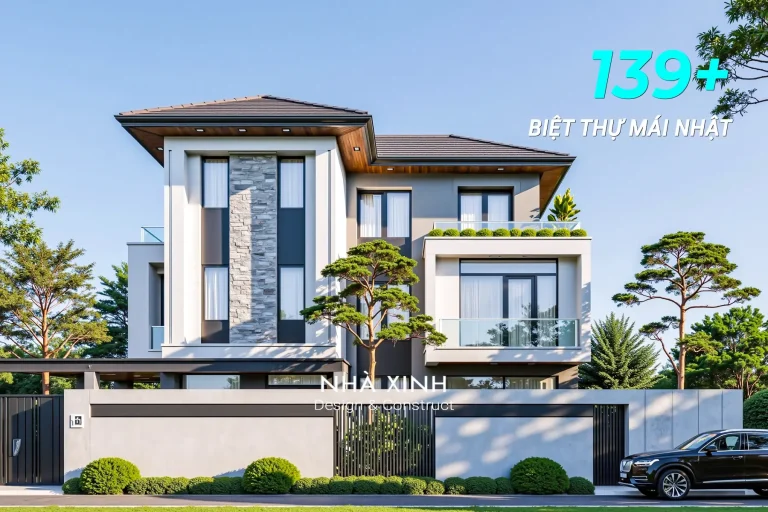 thiết kế biệt thự mái nhật hiện đại