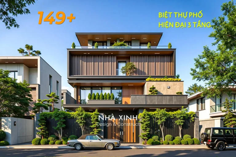 thiết kế biệt thự phố hiện đại 3 tầng